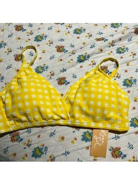 Target Yellow Gingham Bikini Top